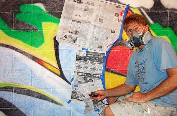 Nolan in studio with Graffiti Abstraction