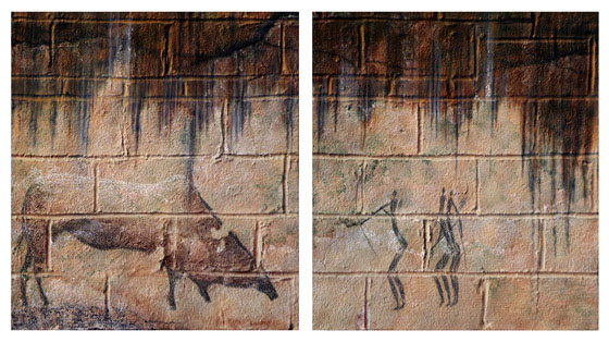 A fine art online gallery of artwork by artist Nolan Haan, who paints prehistoric art on contemporary trompe l oeil cinder block walls