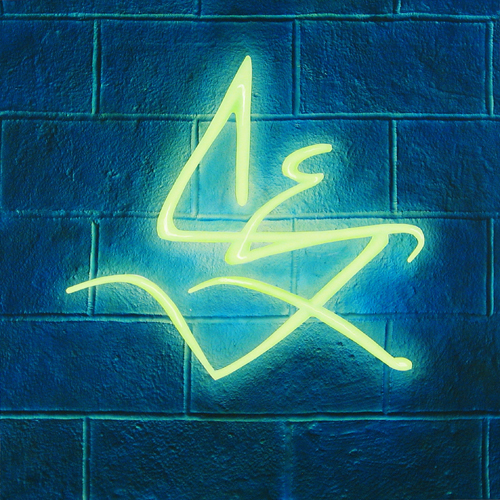 Contemporary painting by Nolan Haan who painted a fool-the-eye wall picture of a cinder block wall entitled “Neon”
